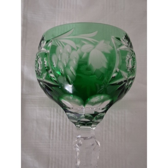Vintage nachtmann traube Emerald Green Cut Clear Crystal Wine Hock Grape 8.25" - Picture 6 of 7
